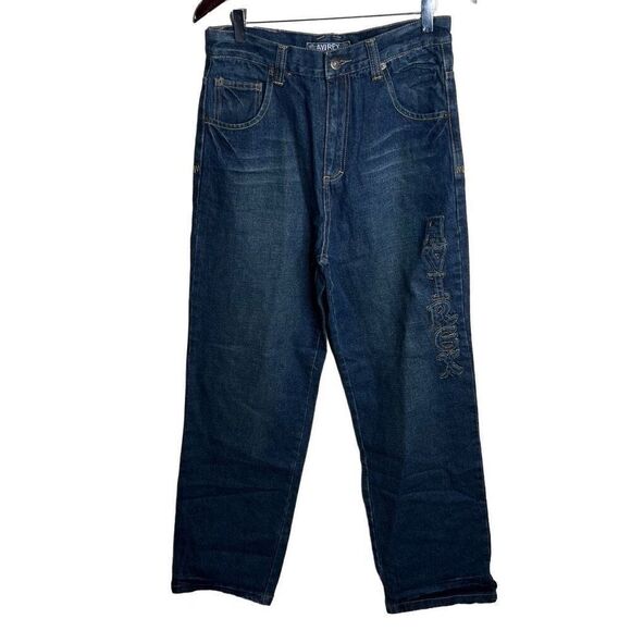 Y2K Avirex 3D Lettering Jeans Baggy Loose Fit Size 20 - Picture 1 of 10